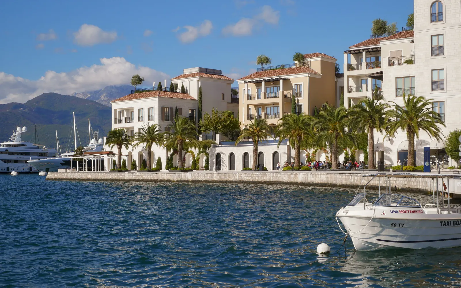 The waterfront and marina in Tivat